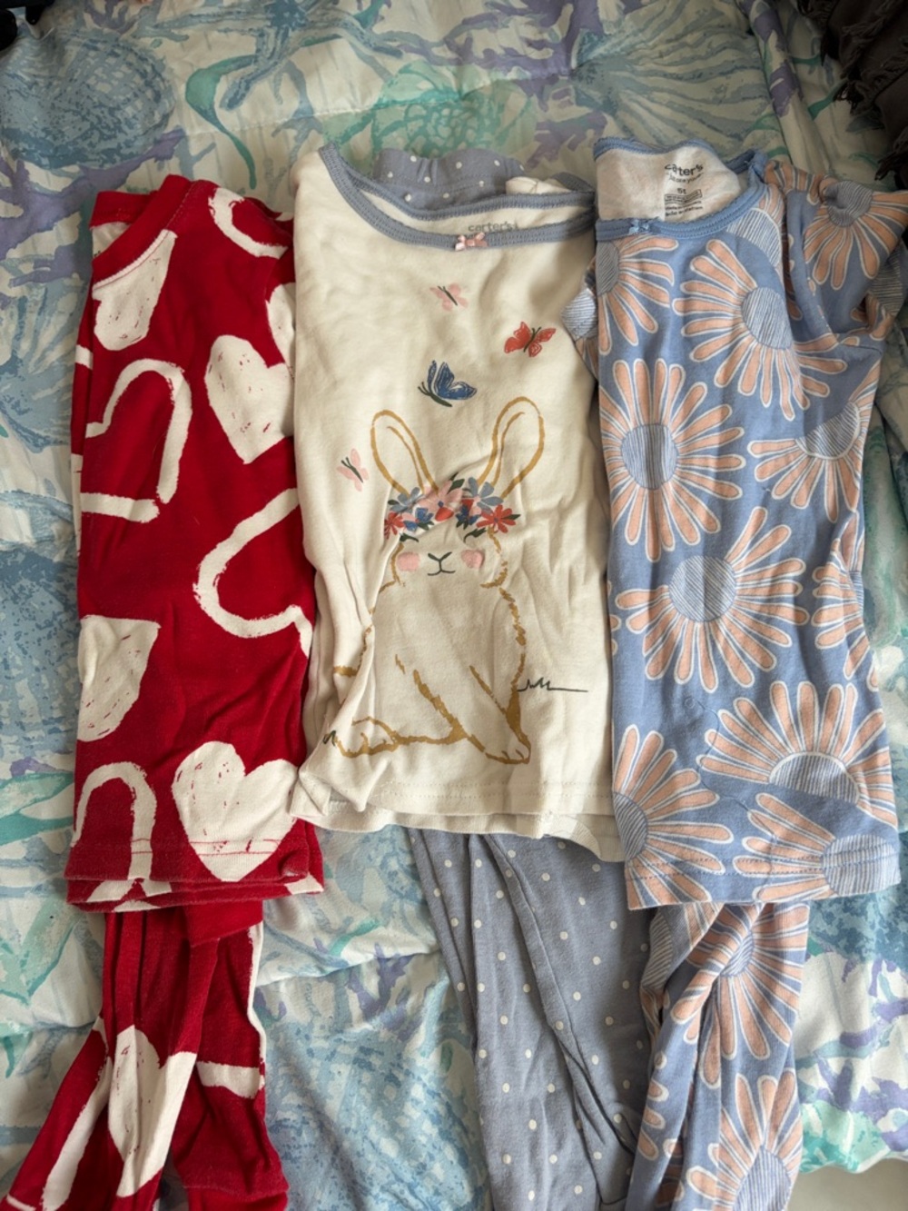 Carter's Pajama Set Trio - Red, Cream, Blue